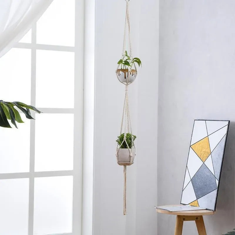 5-Piece Macrame Plant Hanger Set for Indoor Pots