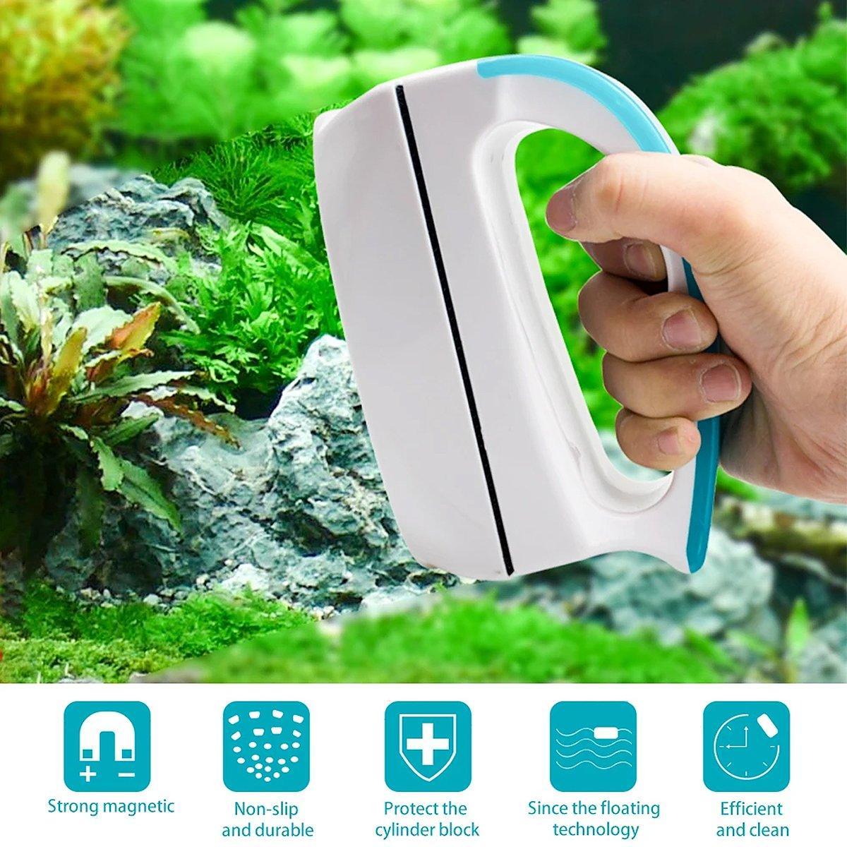Magnetic Fish Tank Brush Algae Magnet Aquarium Cleaning Glass Aquatic Cleaner - S