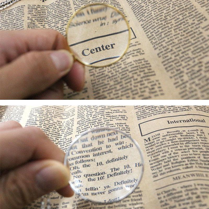 Monocle Lens Necklace 5x Magnifier Magnifying Glass Pendant Coin Gold Silver - Gold