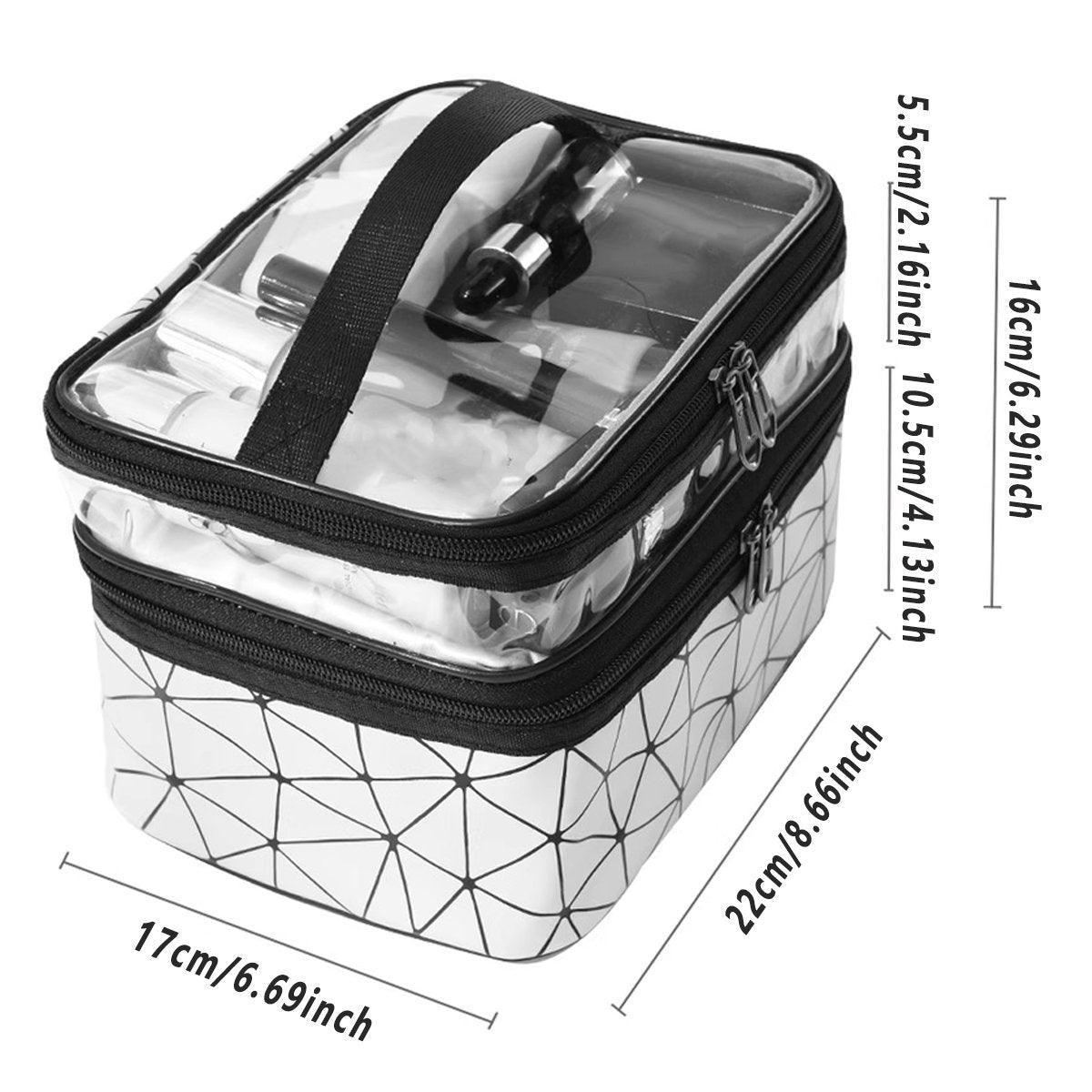 Portable Double-Layer Large Capacity Waterproof Cosmetic Bag Travel Toiletry Bag - Silver