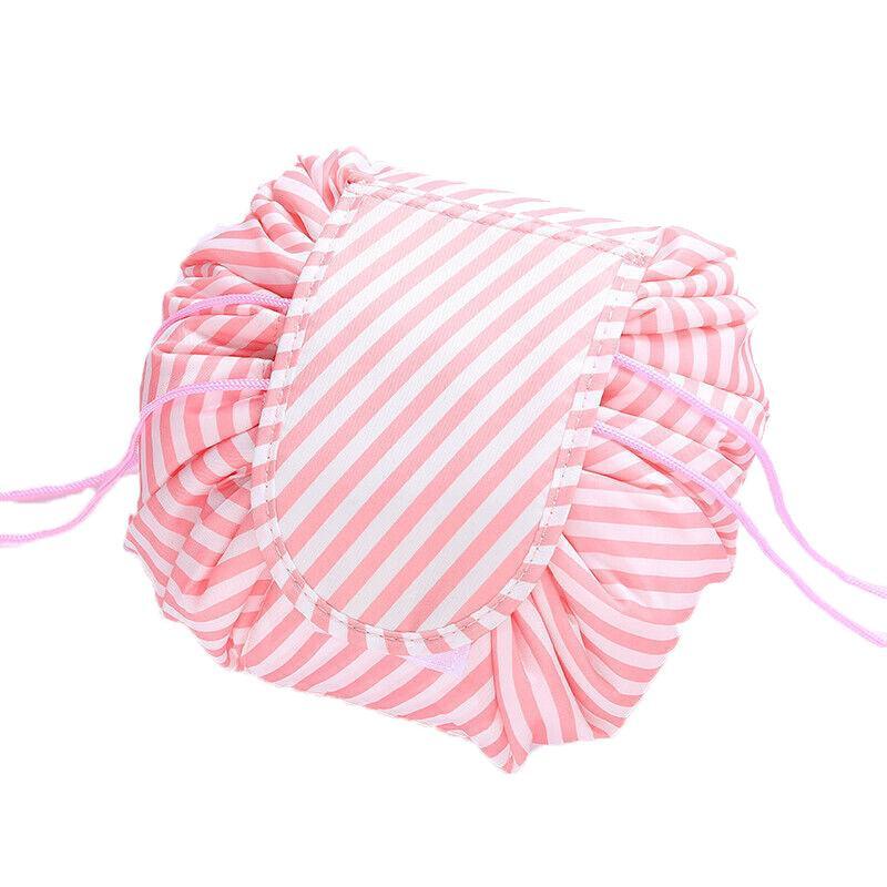 Portable Travel Makeup Bag Drawstring Cosmetic Pouch Lazy Storage Organiser Case - White Cactus