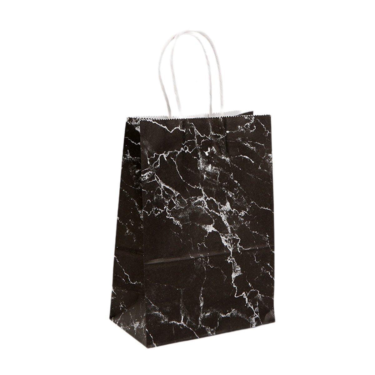 25PCS Marble Series Shopping Paper Bag Luxury Handbag Party Favor Gift Bags Set - Black Gold-L