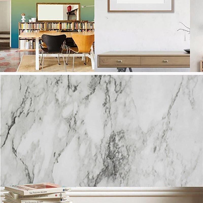 10M Marble Self-Adhesive PVC Wall Sticker Wallpaper Decor - White Marble-B