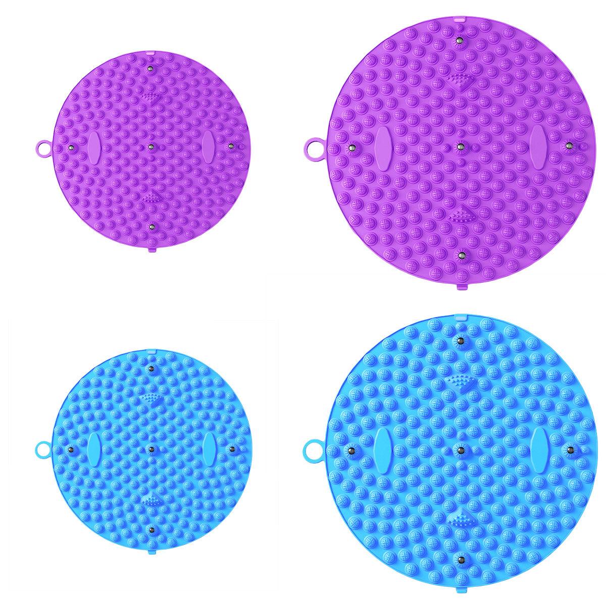 37/55cm Soft Silicone Circular Foot Mat with Textured Surface - Blue-55cm