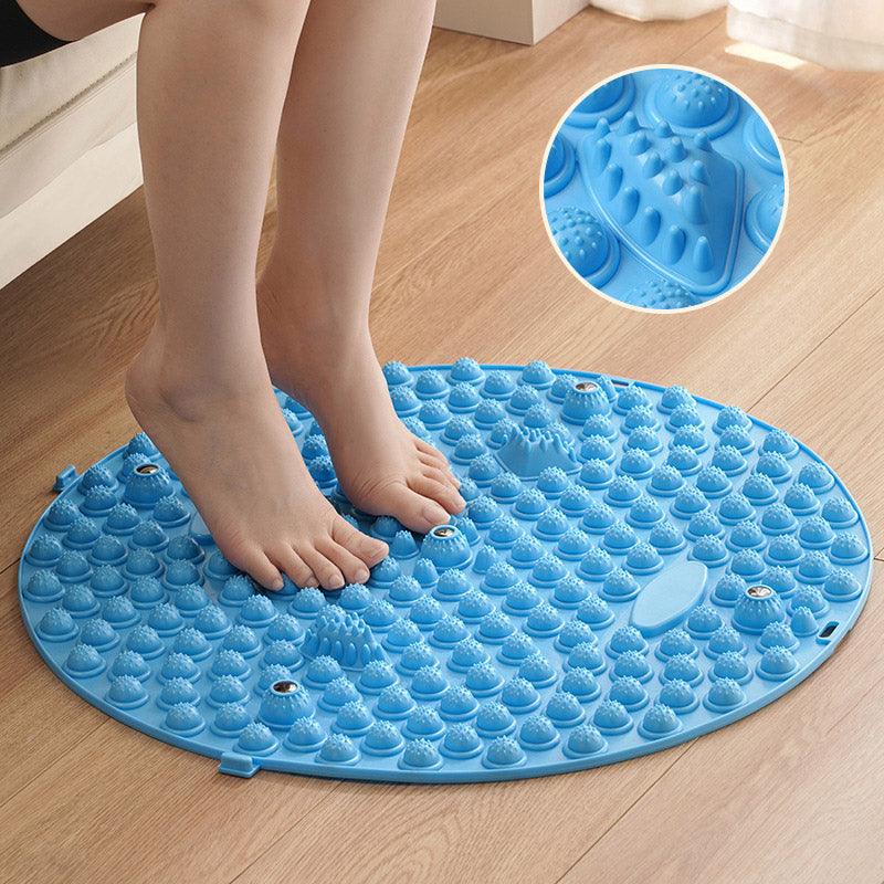 37/55cm Soft Silicone Circular Foot Mat with Textured Surface - Blue-55cm