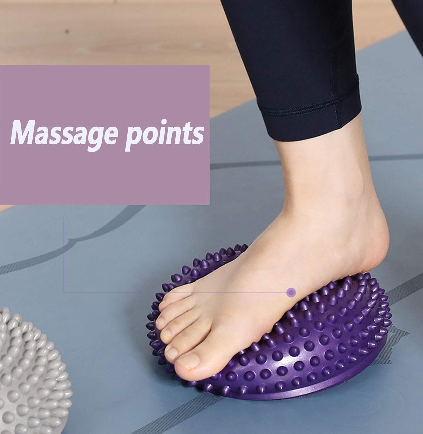 Spiky Massage Ball PVC Half Round Yoga Exercise Foot Hand Cushion - Red