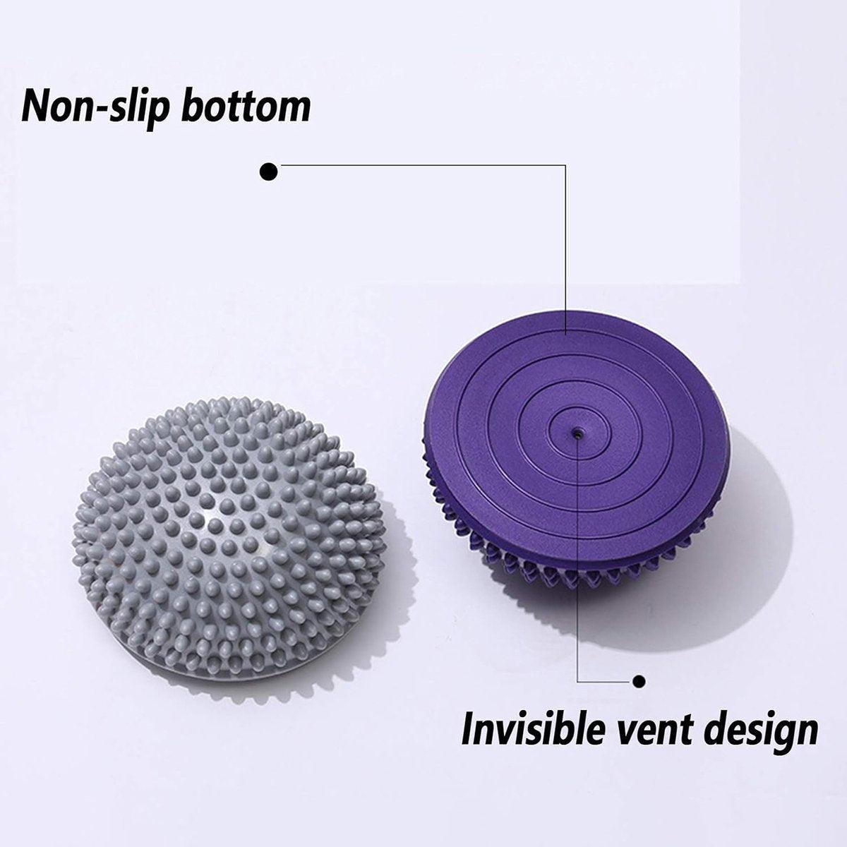 Spiky Massage Ball PVC Half Round Yoga Exercise Foot Hand Cushion - Grey