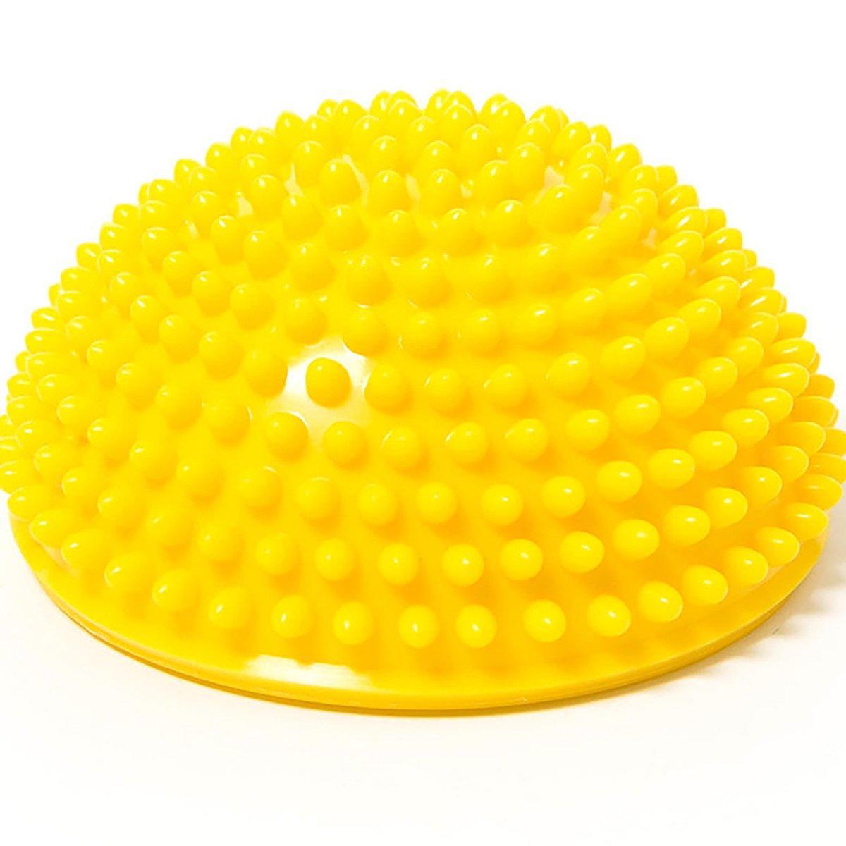 Spiky Massage Ball PVC Half Round Yoga Exercise Foot Hand Cushion - Yellow