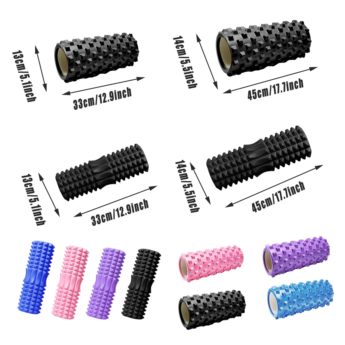 High Density EVA Foam Roller Yoga Massage Stick for Fitness - Crescent Style Pink-33cm