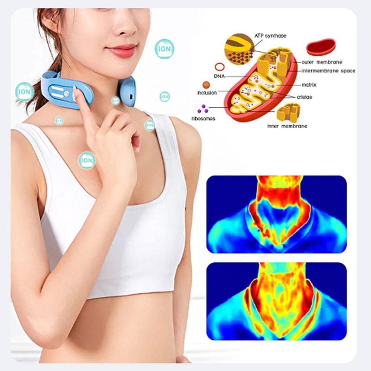 Portable Neck and Shoulder Massager with Heat and Pulse Function - Upgraded Blue
