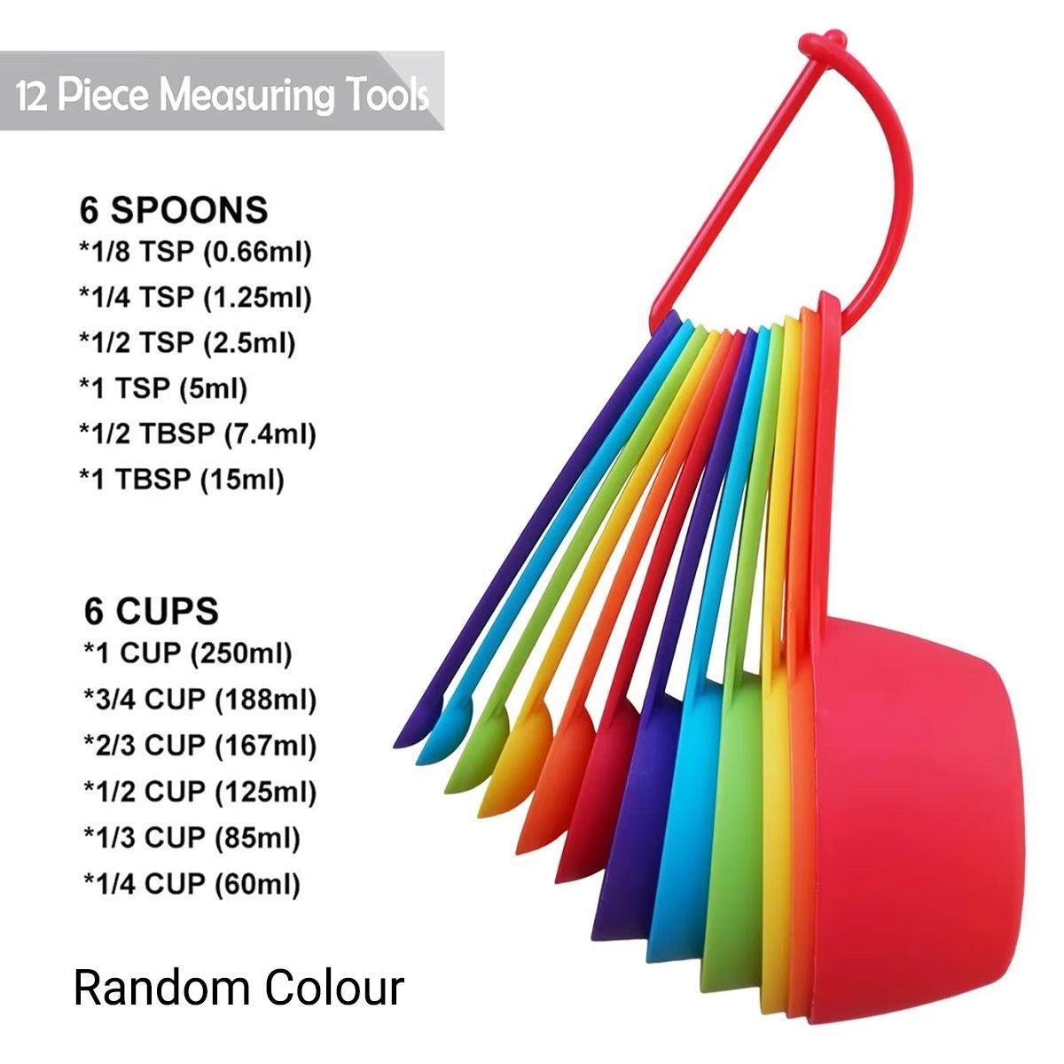 12PCS Plastic Measuring Spoon and Cup Set Baking Tools for Cake Milk Powder