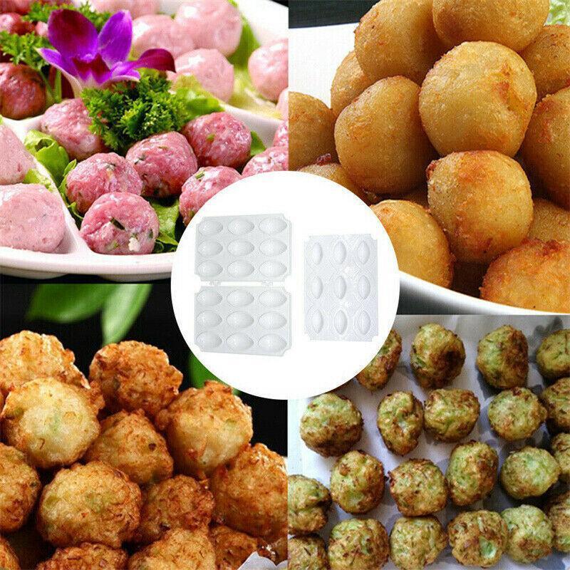 Meatball Maker Manual Meatloaf Mold Kibbeh Maker Press Minced Processor Tool Au - 9 Holes White