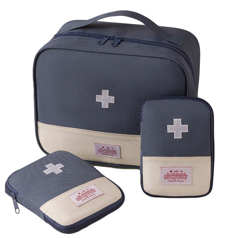 Set of 3 Portable Travel Medical Bags Organiser for Home Emergency Storage Use - Red