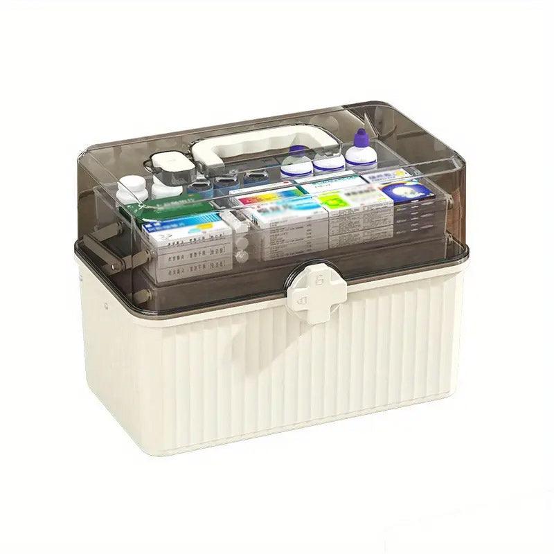 Large Capacity Medicine Cabinet Multi Layer Storage Box for Household First Aid - Blue