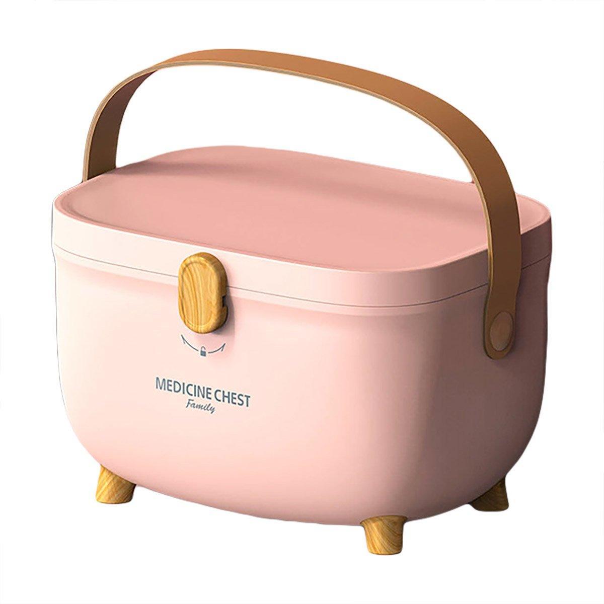 2 Layer Portable First Aid Kit Emergency Medicine Chest Organizer Storage Box - Pink