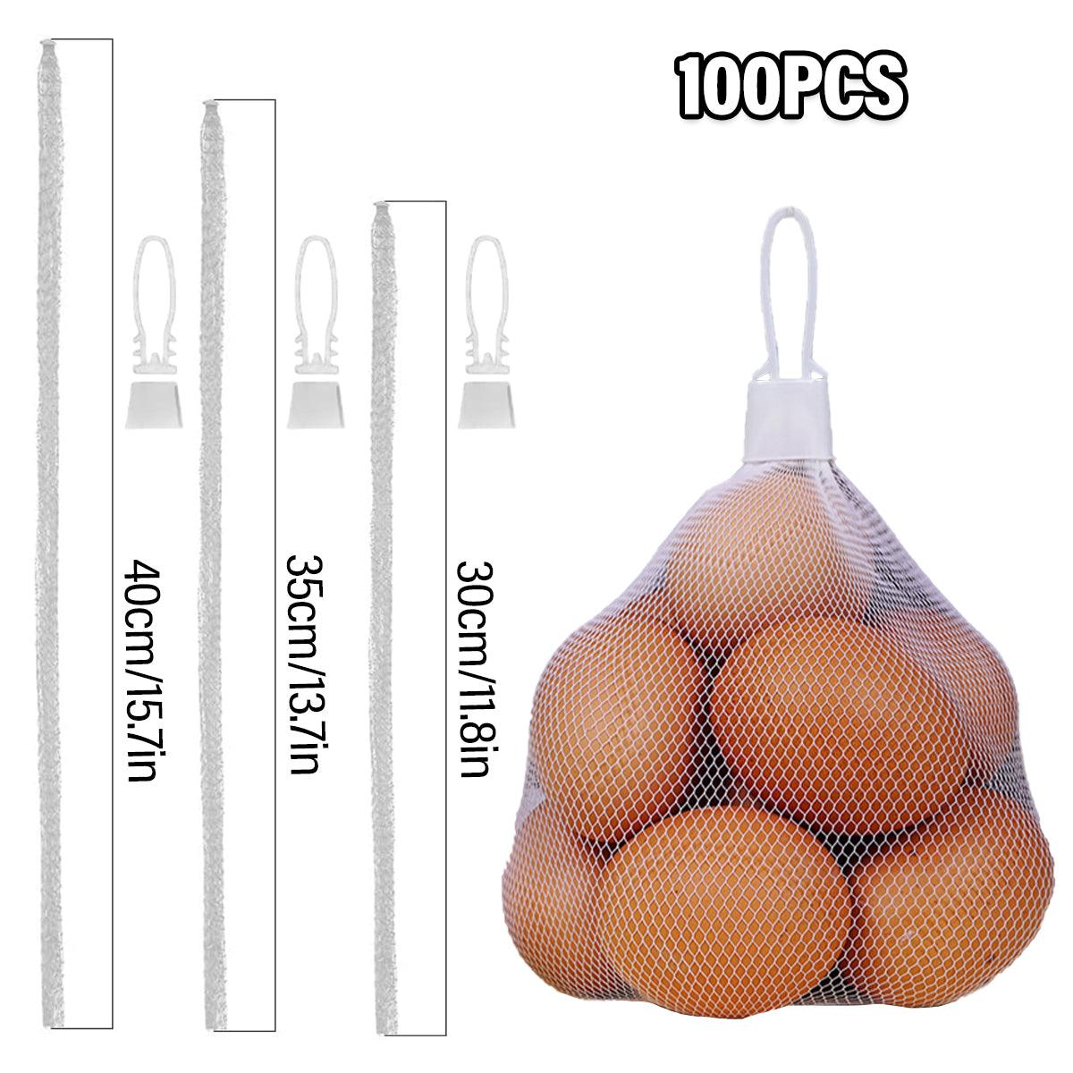 100pcs Nylon Mesh Bag Egg Storage Close Eye Plastic Mesh for Fruits Vegetables - 35cm