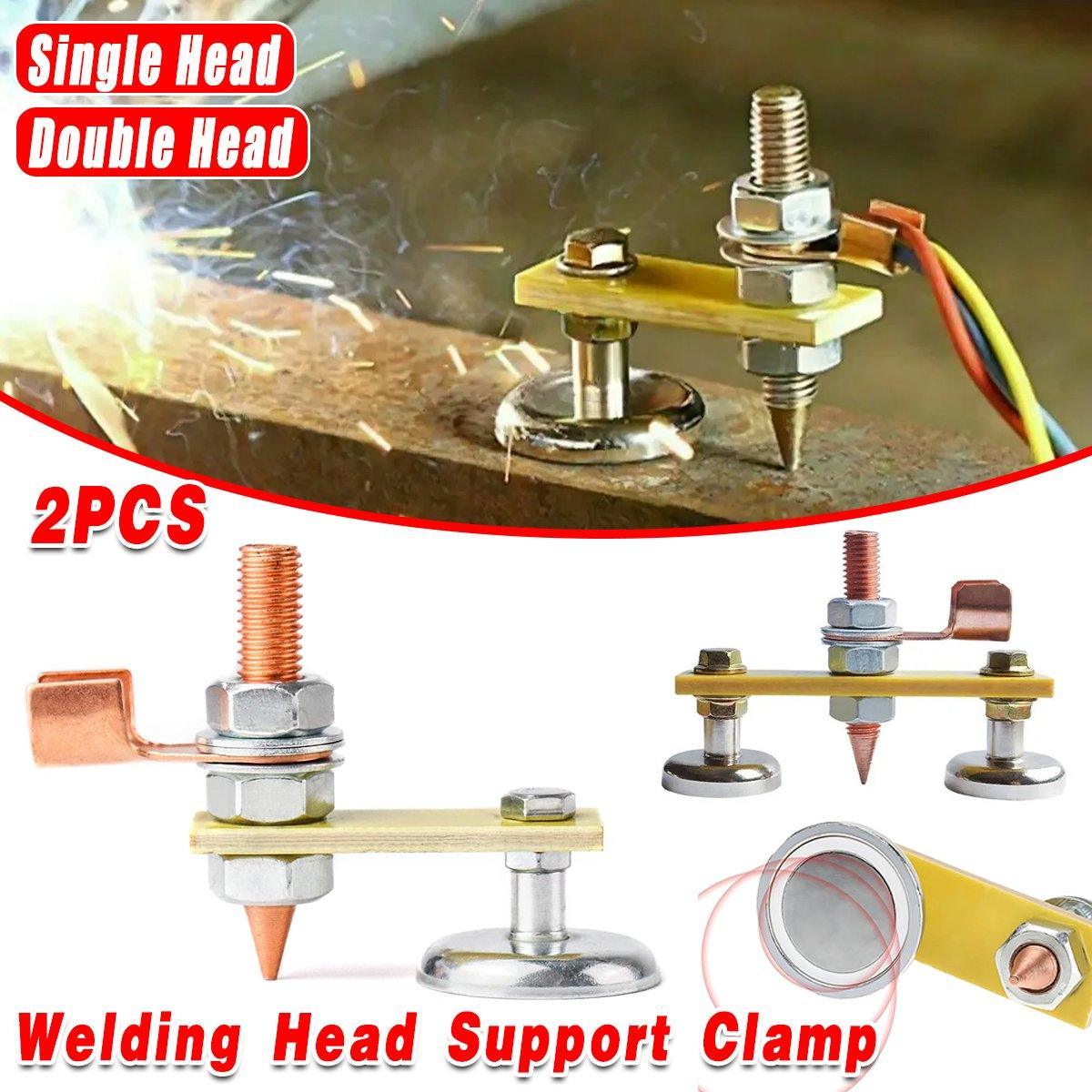 2pcs Magnetic Welding Ground Clamps Heavy Duty Metal Holder Magnet Support Tool - Double