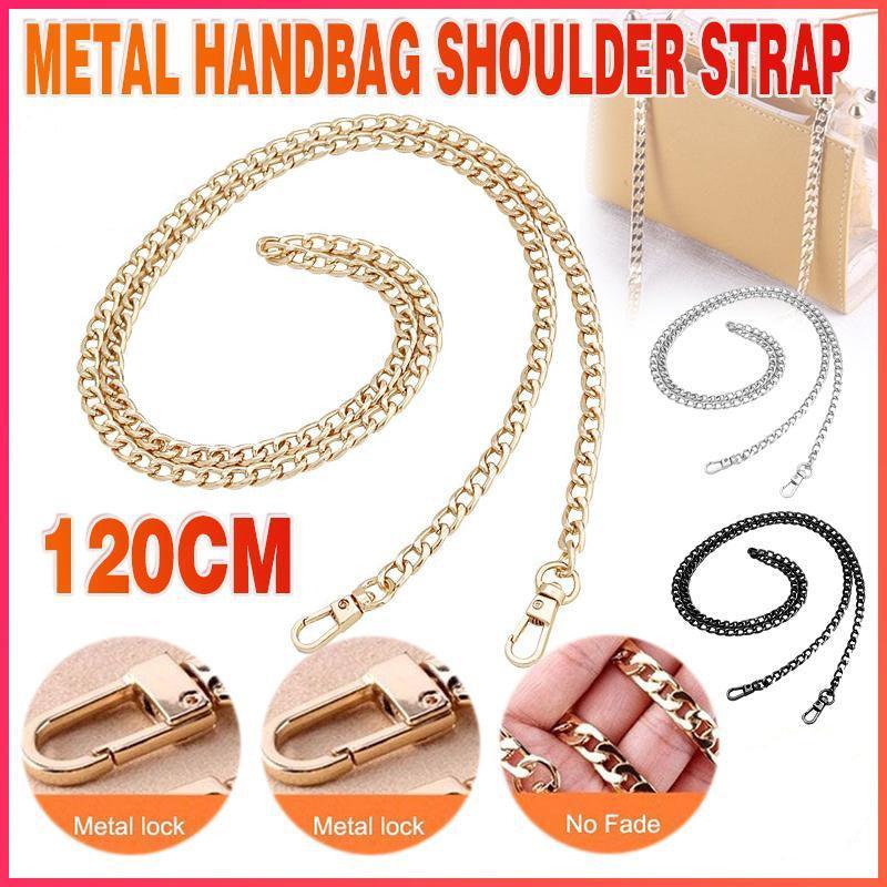 120cm Metal Handbag Shoulder Strap Bag Purse Chain Smooth Replacement Crossbody - Black