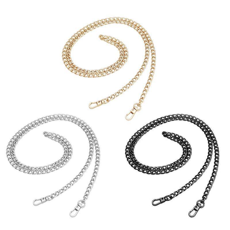120cm Metal Handbag Shoulder Strap Bag Purse Chain Smooth Replacement Crossbody - Black