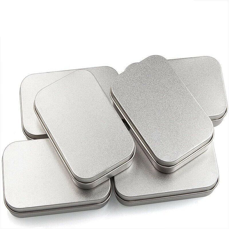 Small Metal Storage Tin Box with Lid 6PCS Portable Hinged Container for Travel Home