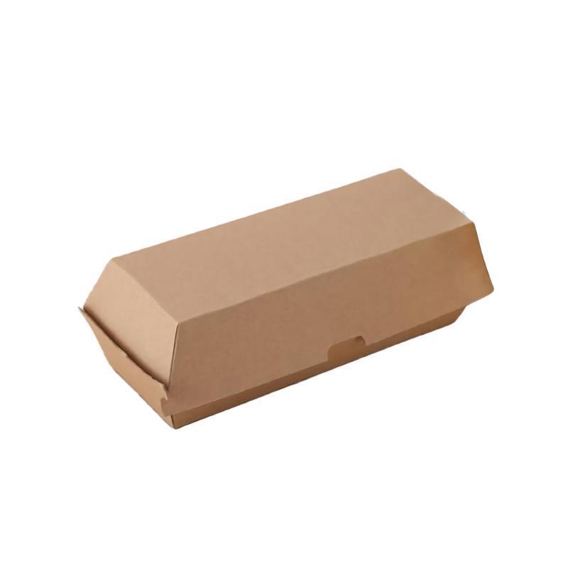UP To 250PCS Cardboard Hot Dog Box - Brown Corrugated Kraft - Plain - CB2-250PCS