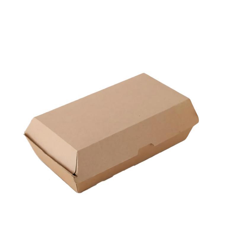 UP To 250PCS Cardboard Hot Dog Box - Brown Corrugated Kraft - Plain - CB2-250PCS