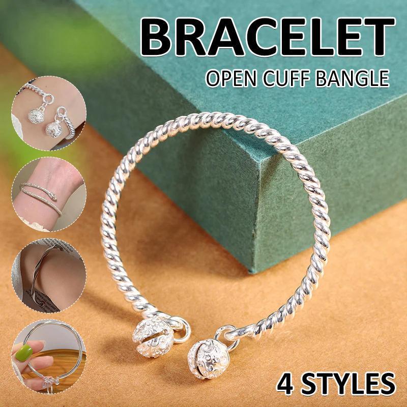 Bangle Bowknot Bells Bracelet Korean Opening Wrist Chain Women Silver Bracelet - Bow tie