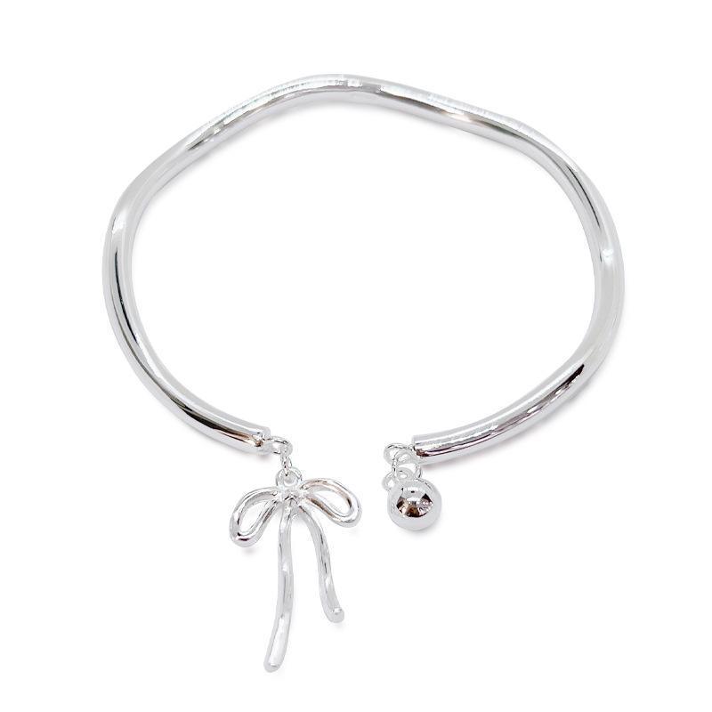Bangle Bowknot Bells Bracelet Korean Opening Wrist Chain Women Silver Bracelet - Moebius strip