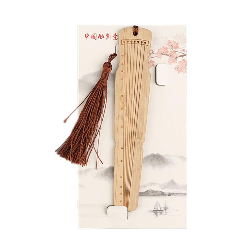 Chinese Style Bass Book Folder Book Clip Bamboo Bookmark Guitar Bookmark Lable - Pipa - Lan