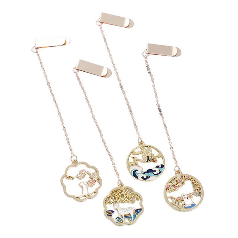 Metal Rabbit Bookmark Tassel Book Pendant Retro Clip School Office Supplies Gift - Cat