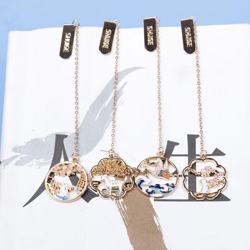 Metal Rabbit Bookmark Tassel Book Pendant Retro Clip School Office Supplies Gift - Cat