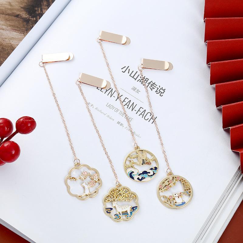 Metal Rabbit Bookmark Tassel Book Pendant Retro Clip School Office Supplies Gift - Cat