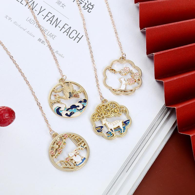 Metal Rabbit Bookmark Tassel Book Pendant Retro Clip School Office Supplies Gift - Cat