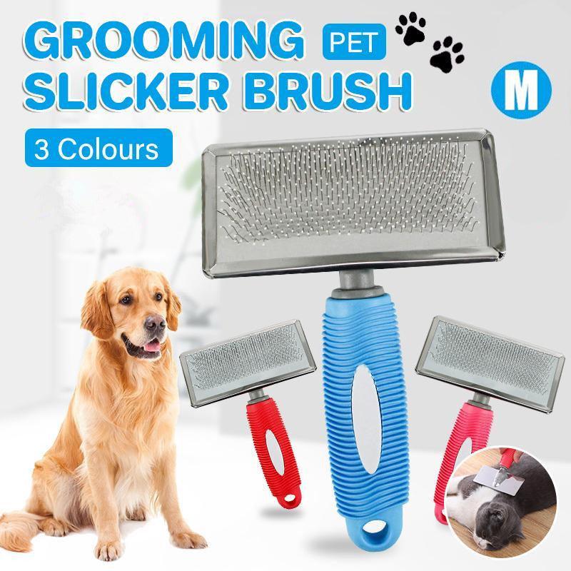M Size Hair Shedding Grooming Trimmer Comb Brush Slicker Undercoat Rake for Dog Cat - Pink