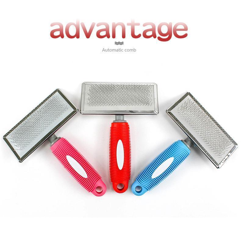L Size Hair Shedding Grooming Trimmer Comb Brush Slicker Undercoat Rake Pet Dog Cat - Pink