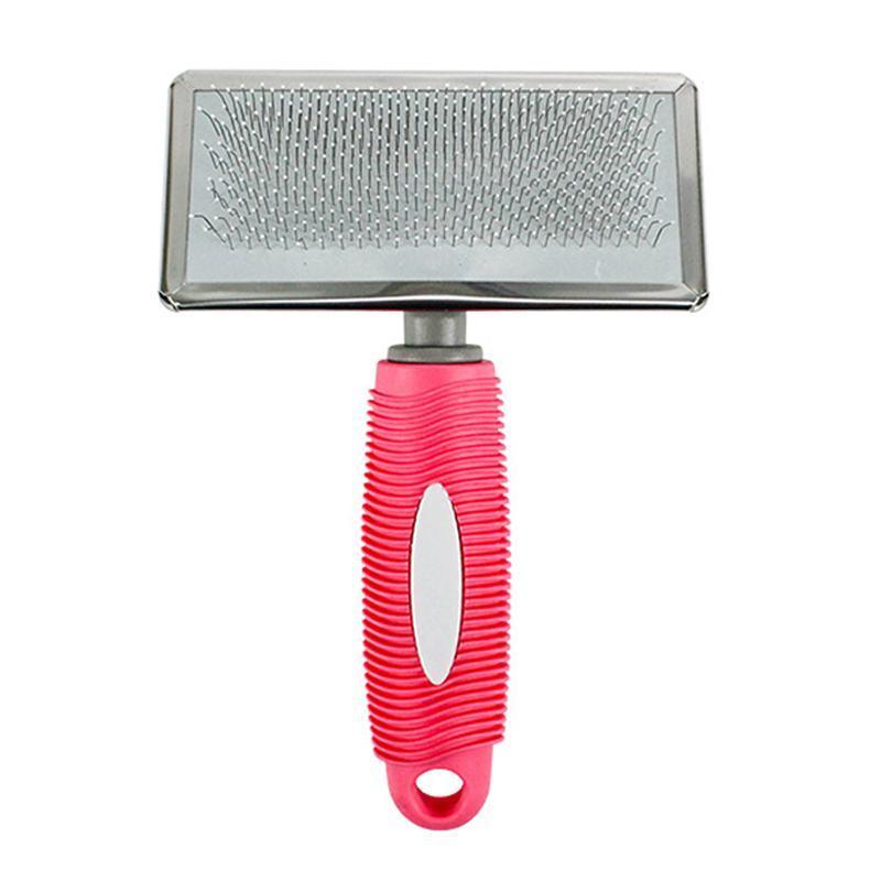 L Size Hair Shedding Grooming Trimmer Comb Brush Slicker Undercoat Rake Pet Dog Cat - Pink
