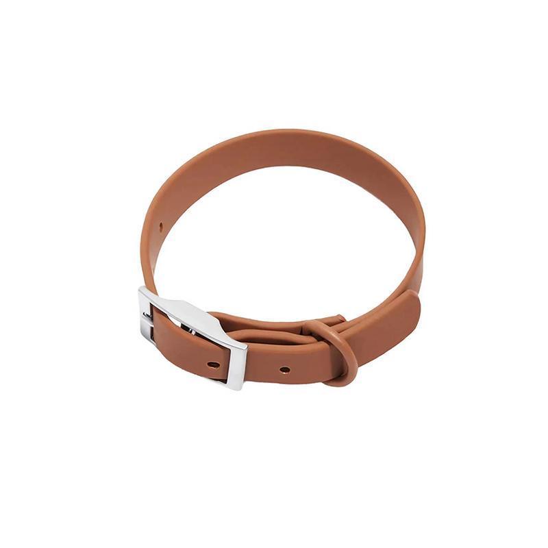 PVC Dog Collar Working Dog Kennels Waterproof Soft Adjustable for Pets M Size - Coffee