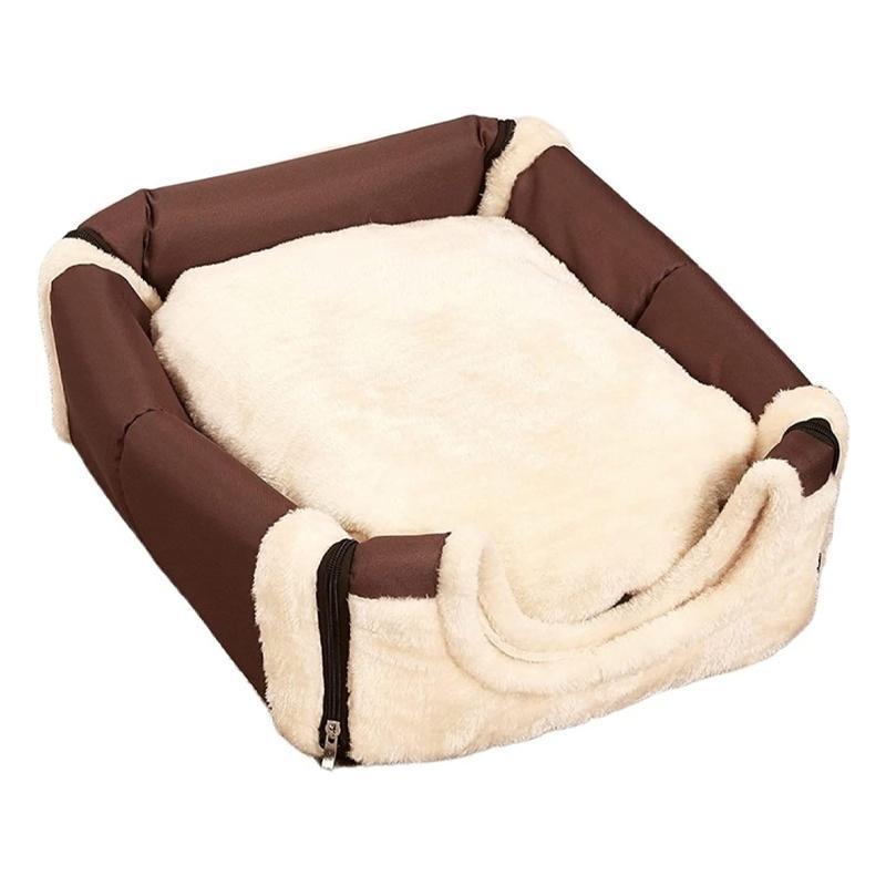 S Size Pet House Kennel Soft Igloo Beds Cave Cat Puppy Bed Warm Cushion Fold - Brown Dots