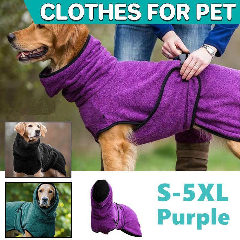 Dog Puppy HoodiesJacket Solid Coat Pet Winter Soft Warm Clothes S-5XL Purple - 5XL