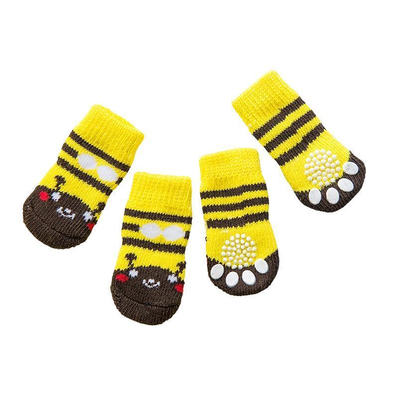 Dog Socks Non-Slip Grip Slip Anti-Slip - Puppy Cat Pet Shoes Slippers M Size - Yellow ducklings