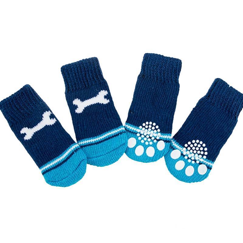 Non Slip Pet Socks for Dogs and Cats Knitted Paw Protector with Grips L Size - Red Heart