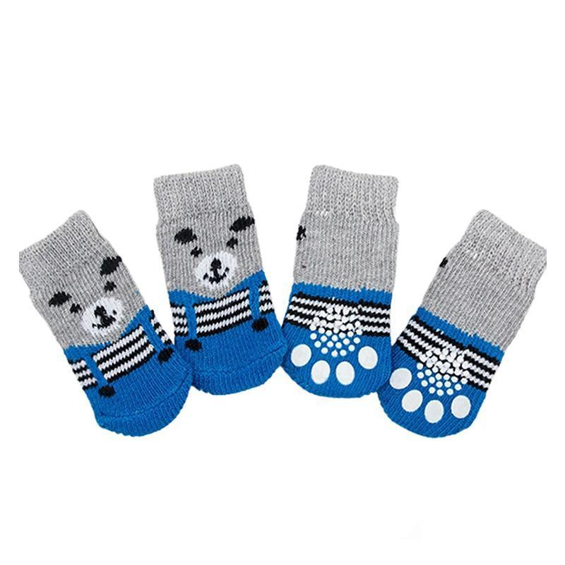 Dog Socks Non-Slip Grip Slip Anti-Slip - Puppy Cat Pet Shoes Slippers M Size - Red bear