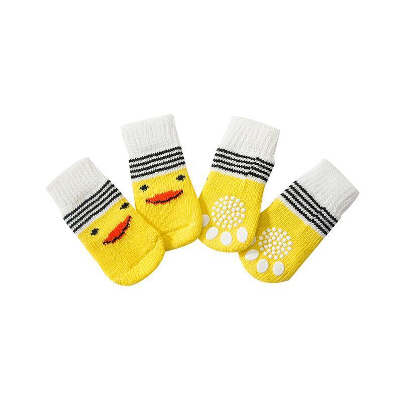 Dog Socks Non-Slip Grip Slip Anti-Slip - Puppy Cat Pet Shoes Slippers S Size - Grey tiger