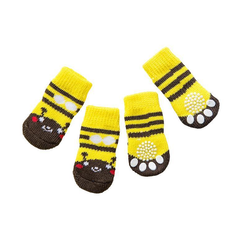 Dog Socks Non-Slip Grip Slip Anti-Slip - Puppy Cat Pet Shoes Slippers S Size - Grey tiger