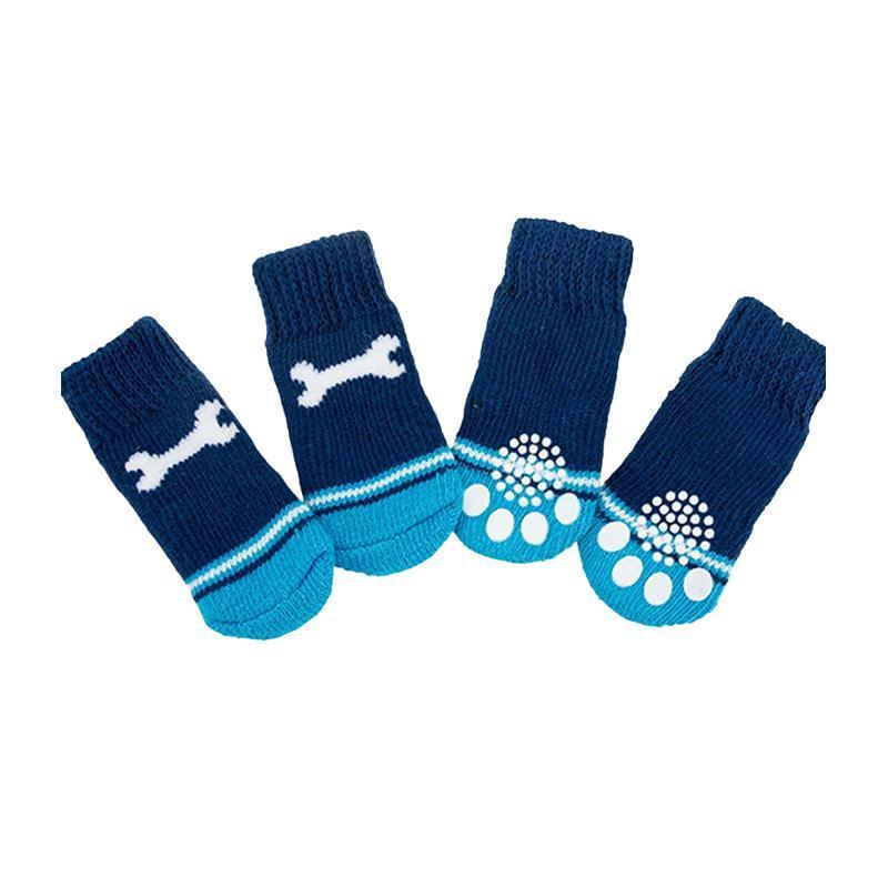 Dog Socks Non-Slip Grip Slip Anti-Slip - Puppy Cat Pet Shoes Slippers S Size - Grey tiger