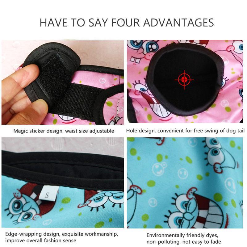 Washable Female Pet Dog Cat Nappy Diaper Physiological Pants Panties Underwear Red - M