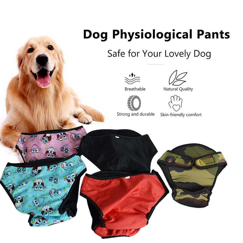 Washable Female Pet Dog Cat Nappy Diaper Physiological Pants Panties Underwear Red - L