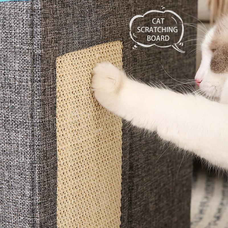 Foldable Pet Cat Calming Bed Hideaway Interactive House Nest Scratching Board - Light Green