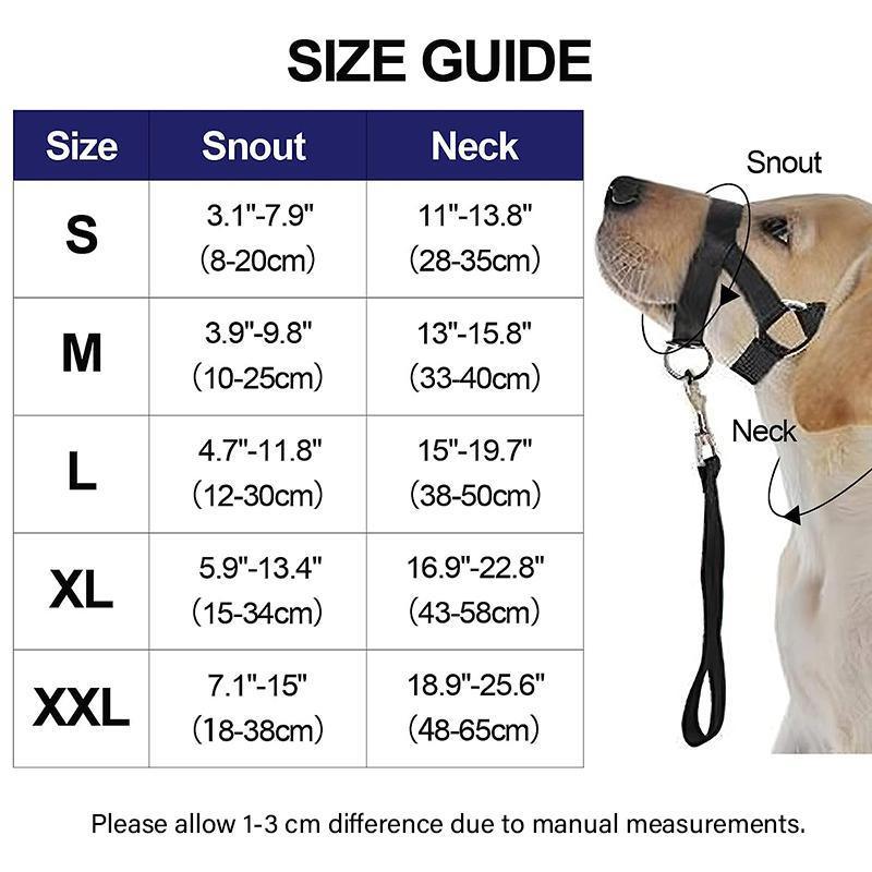 Black Dog Training Head Collar Halter Stop Pulling Training Tool Harness Strap Leader - XXL