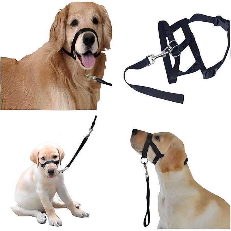 Pink Dog Training Head Collar Halter Stop Pulling Training Tool Harness Strap Leader - M